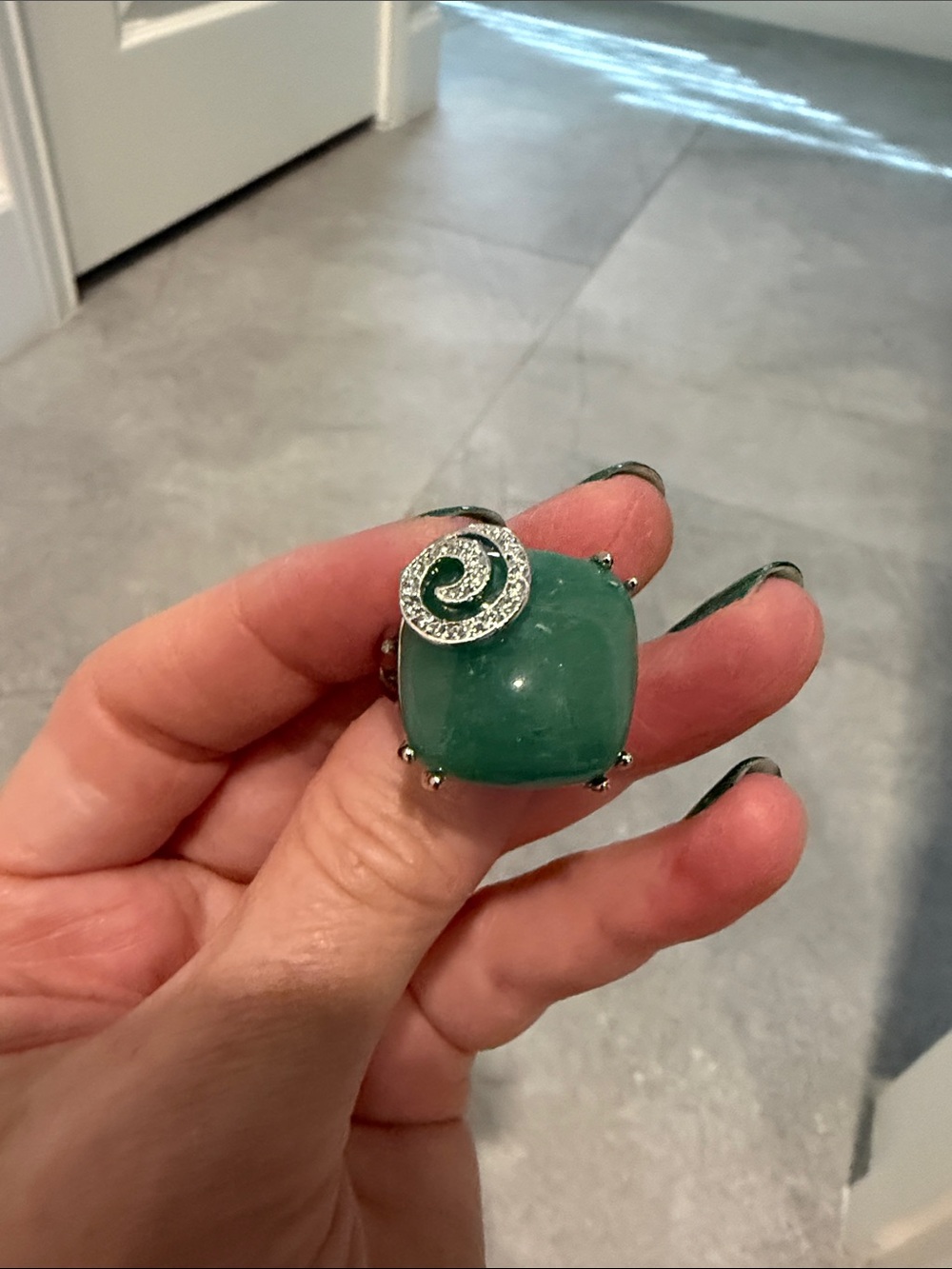 Park Lane Green Cabochon Spiral Accent Ring